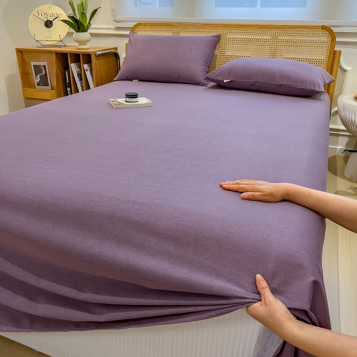 91家纺网 家纺一手货源 找家纺 芃成家纺 2025新款原棉生态磨毛单床单 罗兰紫