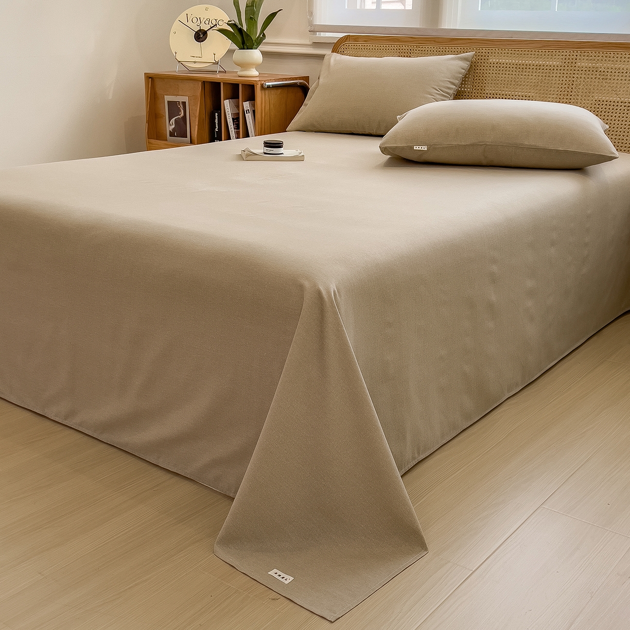 91家纺网 家纺一手货源 找家纺 芃成家纺 2025新款原棉生态磨毛单床单 奶茶咖