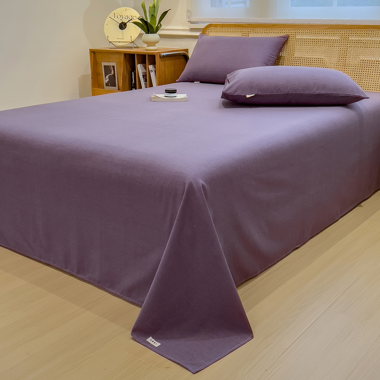 91家纺网 家纺一手货源 找家纺 芃成家纺 2025新款原棉生态磨毛单床单 罗兰紫