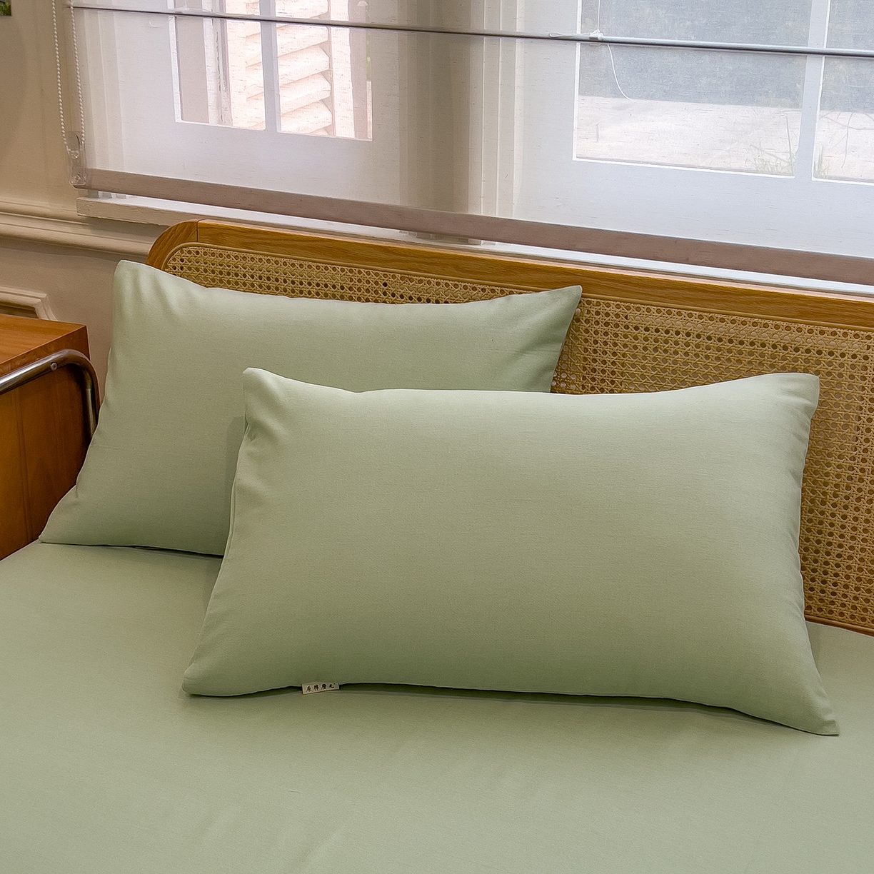 91家纺网 家纺一手货源 找家纺 芃成家纺 2025新款原棉生态磨毛单床单 天青绿