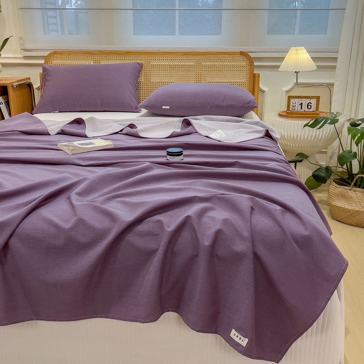 91家纺网 家纺一手货源 找家纺 芃成家纺 2025新款原棉生态磨毛单床单 罗兰紫