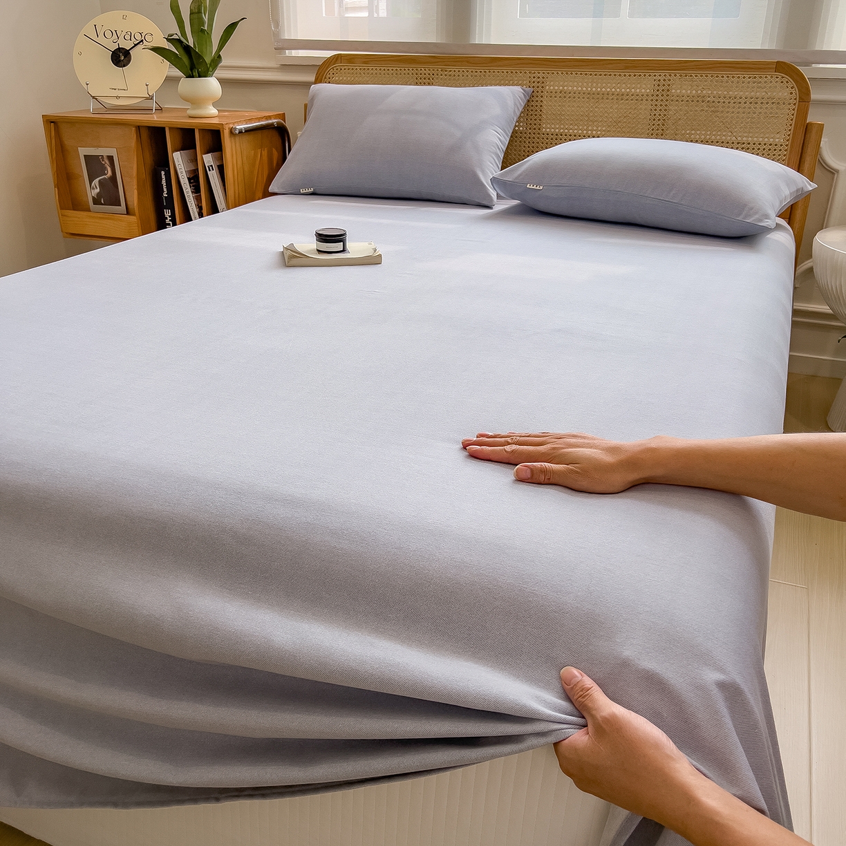 91家纺网 家纺一手货源 找家纺 芃成家纺 2025新款原棉生态磨毛单床单 浅灰