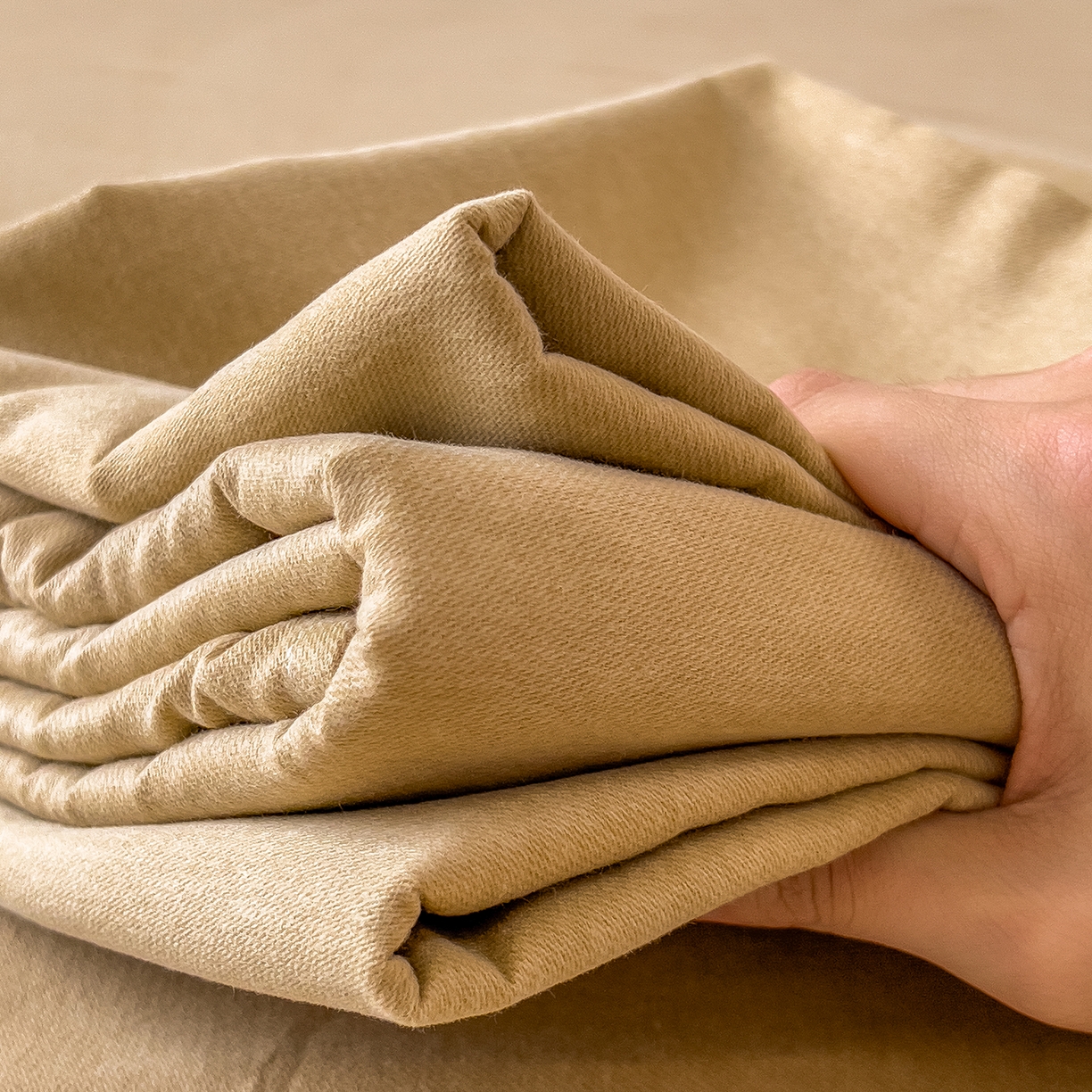 91家纺网 家纺一手货源 找家纺 芃成家纺 2025新款原棉生态磨毛单床单 香槟金