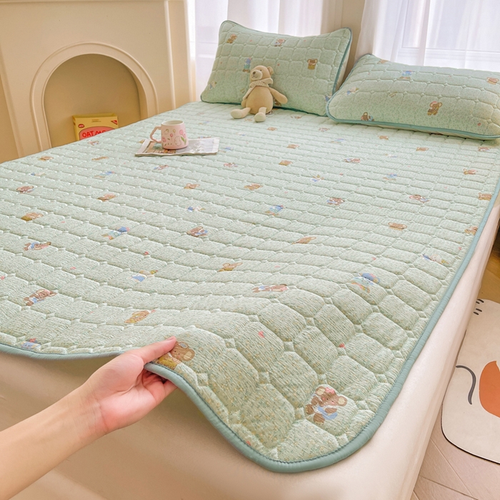 91家纺网 家纺一手货源 找家纺 （总）澜妃 2025新款云感皱皱纱双层纱软床垫单床褥床褥单品床护垫-平铺款