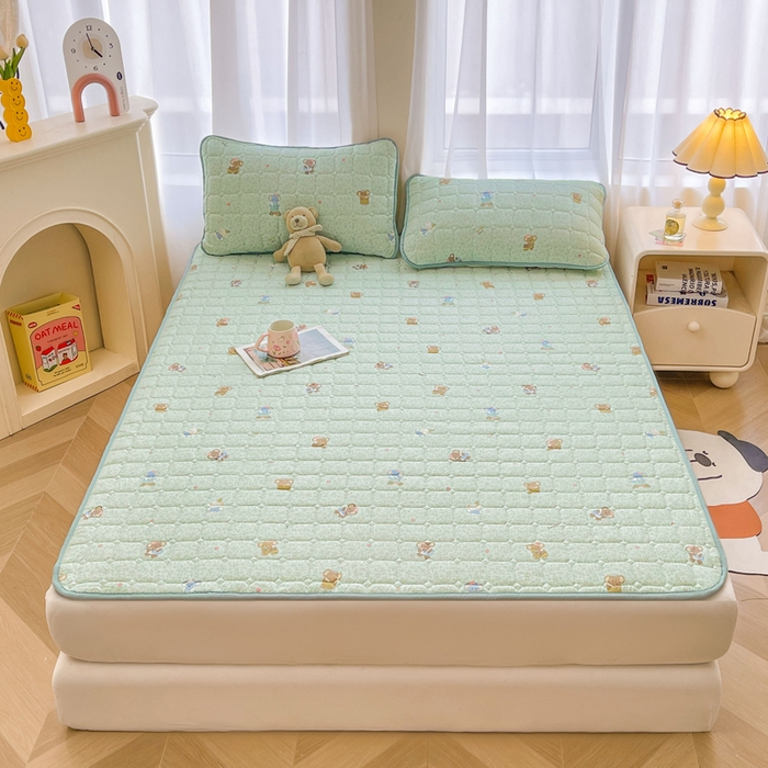 91家纺网 家纺一手货源 找家纺 （总）澜妃 2025新款云感皱皱纱双层纱软床垫单床褥床褥单品床护垫-平铺款