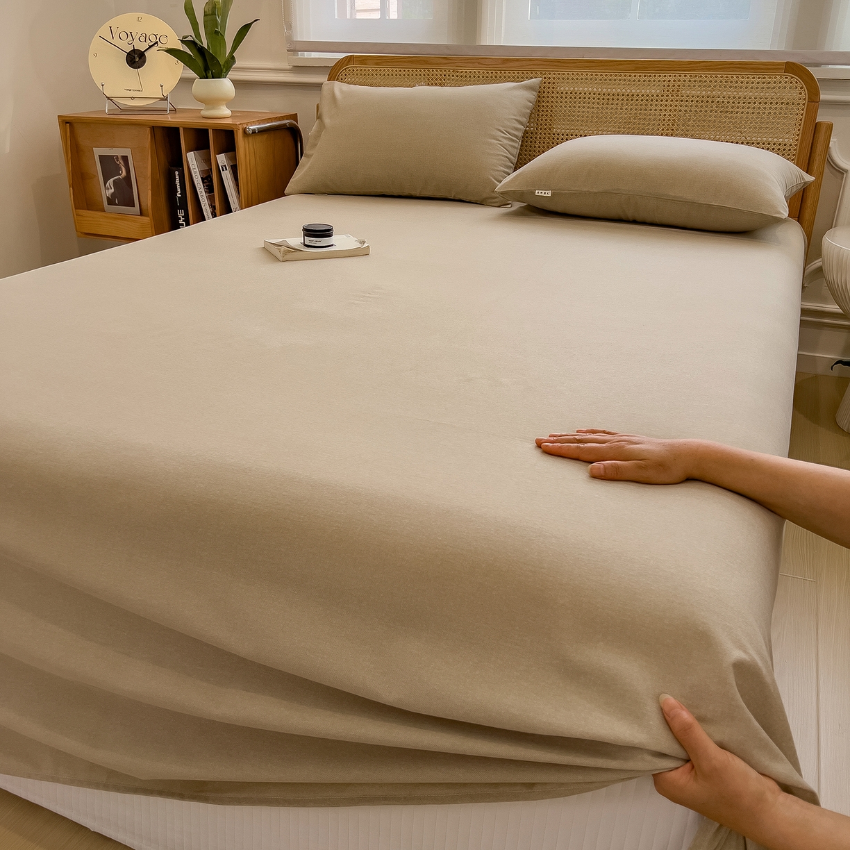 91家纺网 家纺一手货源 找家纺 芃成家纺 2025新款原棉生态磨毛单床单 奶茶咖