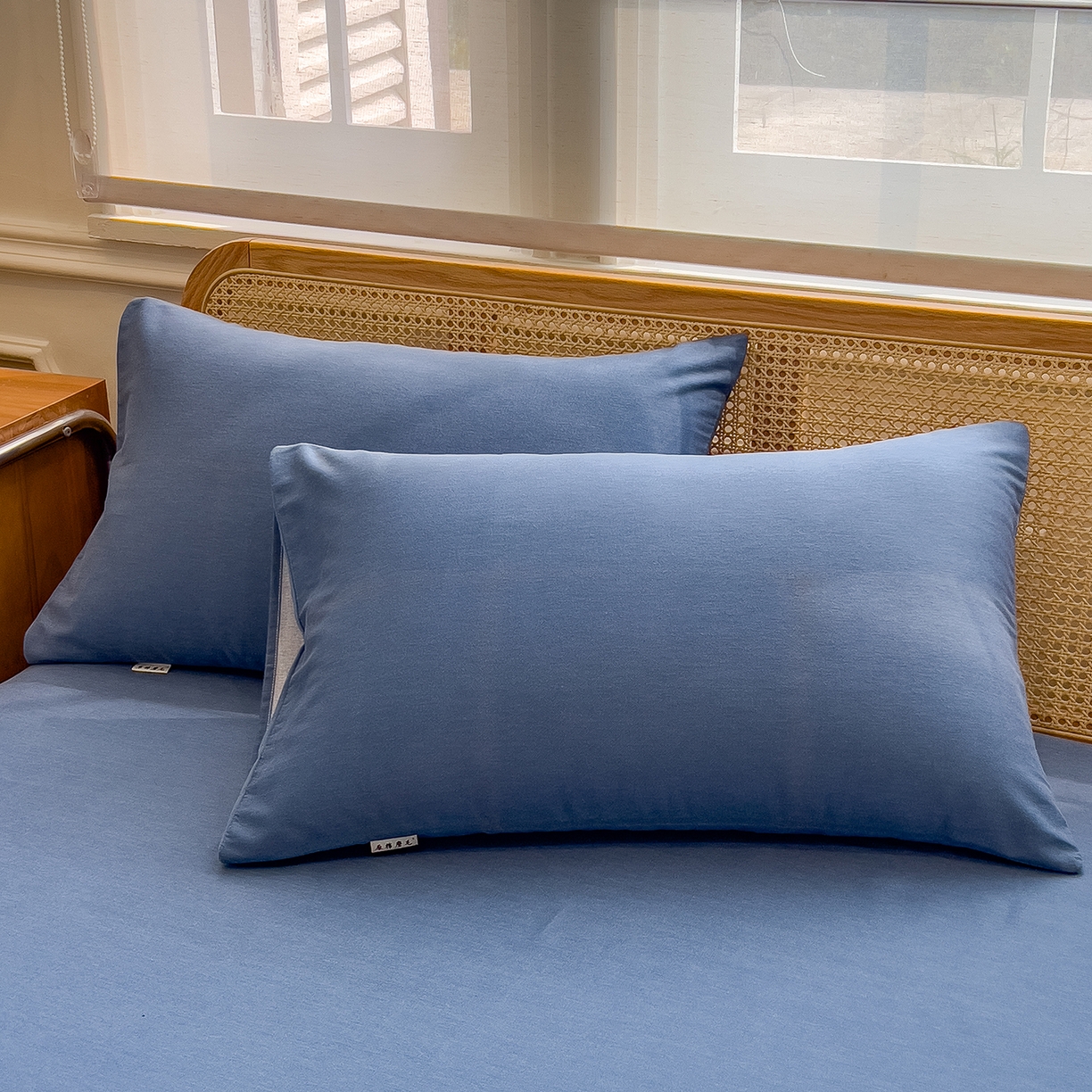 91家纺网 家纺一手货源 找家纺 芃成家纺 2025新款原棉生态磨毛单床单 冰川蓝