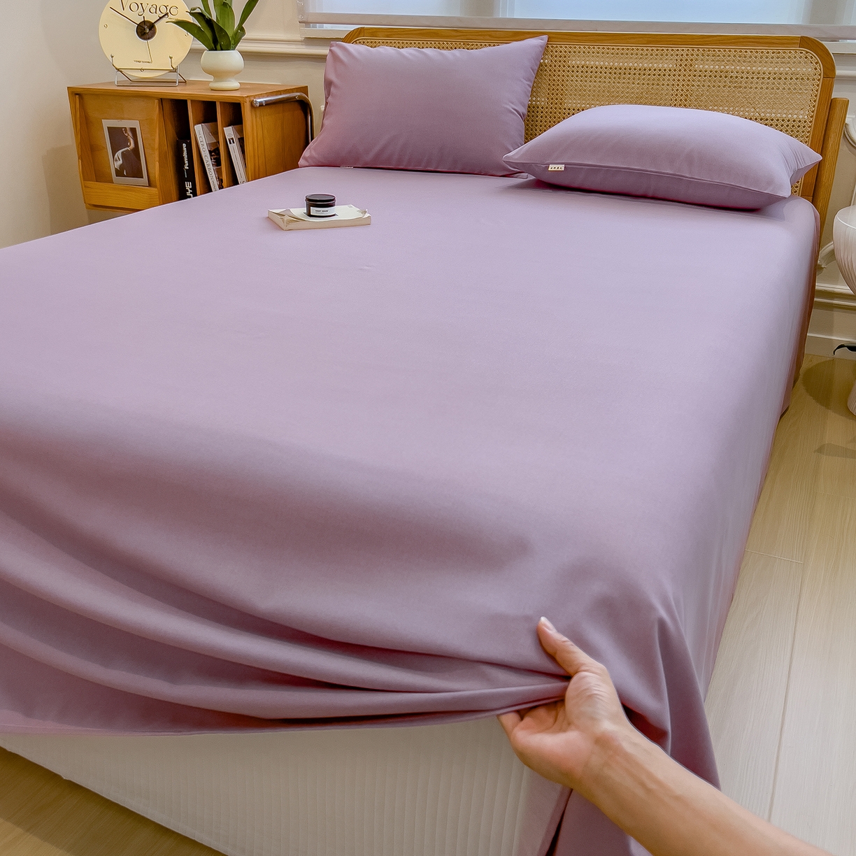 91家纺网 家纺一手货源 找家纺 芃成家纺 2025新款原棉生态磨毛单床单 香芋紫