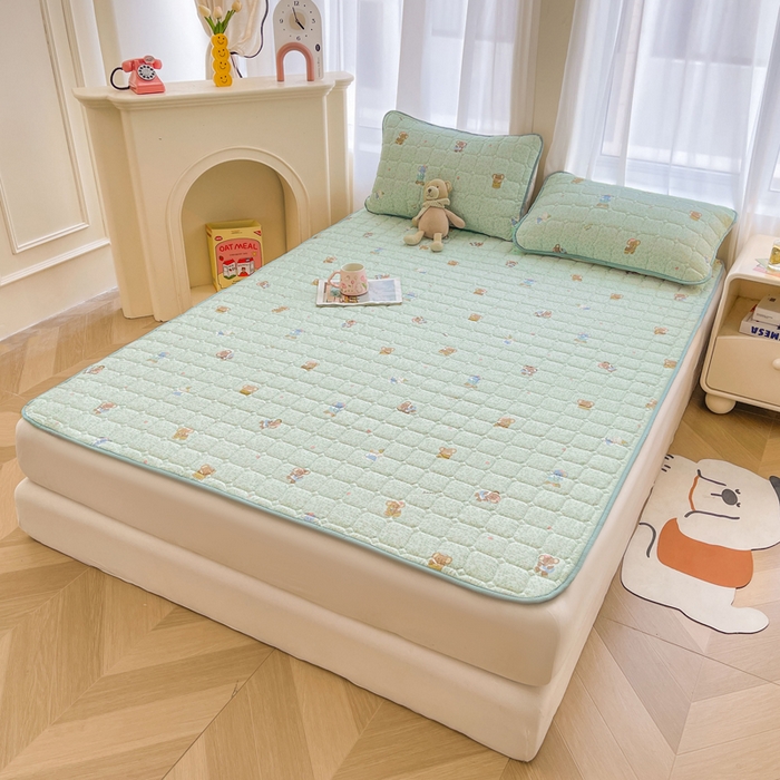 91家纺网 家纺一手货源 找家纺 （总）澜妃 2025新款云感皱皱纱双层纱软床垫单床褥床褥单品床护垫-平铺款