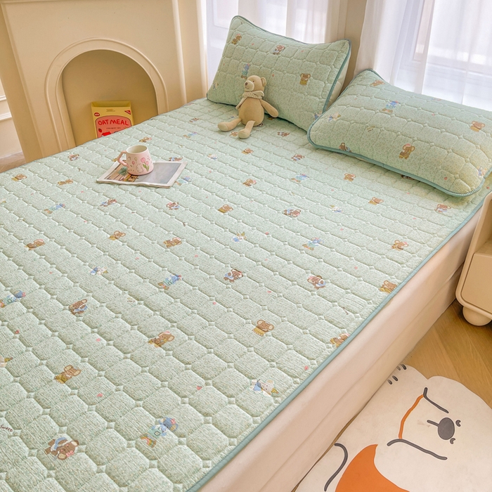 91家纺网 家纺一手货源 找家纺 （总）澜妃 2025新款云感皱皱纱双层纱软床垫单床褥床褥单品床护垫-平铺款