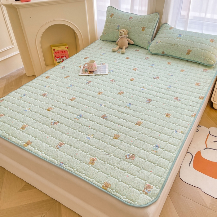 91家纺网 家纺一手货源 找家纺 （总）澜妃 2025新款云感皱皱纱双层纱软床垫单床褥床褥单品床护垫-平铺款