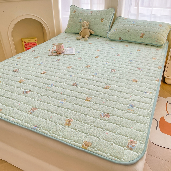 91家纺网 家纺一手货源 找家纺 （总）澜妃 2025新款云感皱皱纱双层纱软床垫单床褥床褥单品床护垫-平铺款