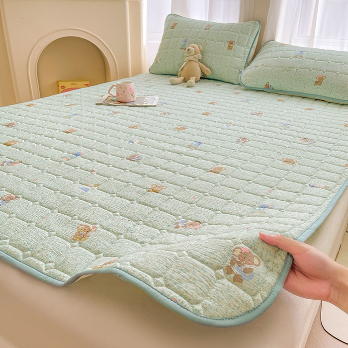 91家纺网 家纺一手货源 找家纺 （总）澜妃 2025新款云感皱皱纱双层纱软床垫单床褥床褥单品床护垫-平铺款