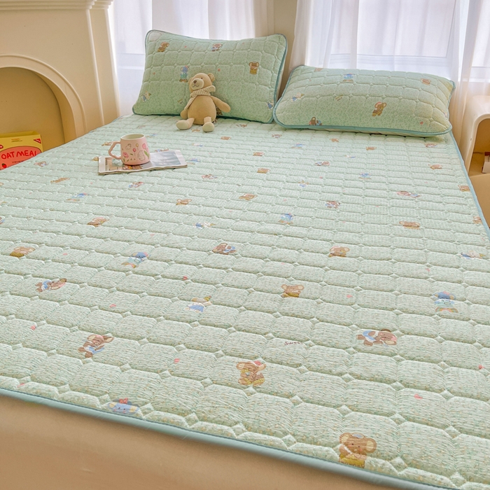 91家纺网 家纺一手货源 找家纺 （总）澜妃 2025新款云感皱皱纱双层纱软床垫单床褥床褥单品床护垫-平铺款