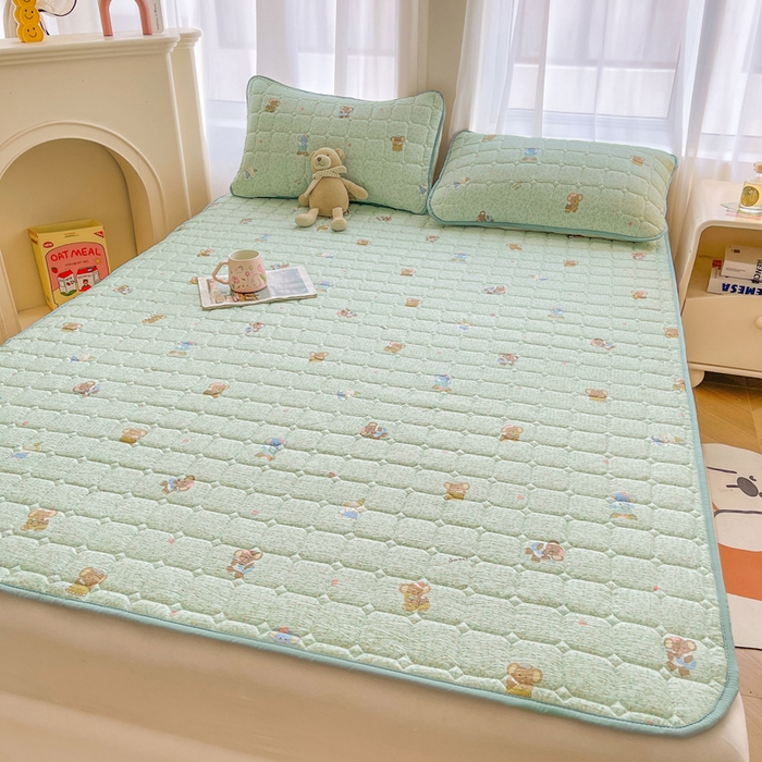 91家纺网 家纺一手货源 找家纺 （总）澜妃 2025新款云感皱皱纱双层纱软床垫单床褥床褥单品床护垫-平铺款