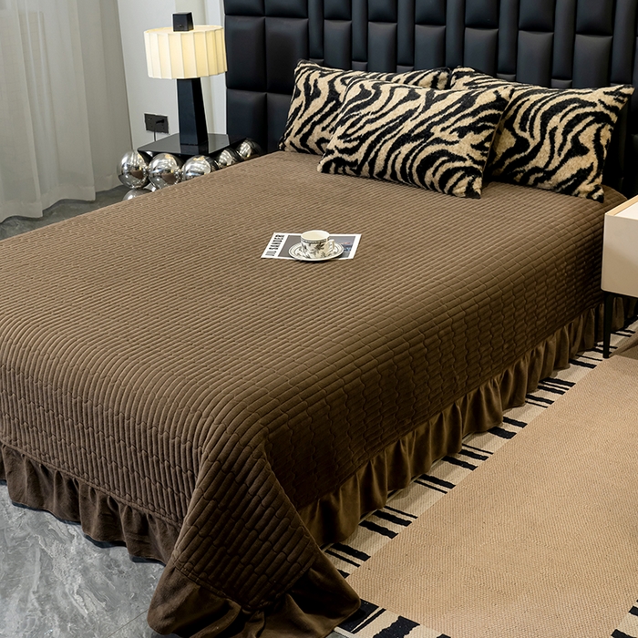 91家纺网 家纺一手货源 找家纺 元禾家纺 2025新款法式美拉德高克重兔毛床盖款四件套兔毛简单款 虎纹