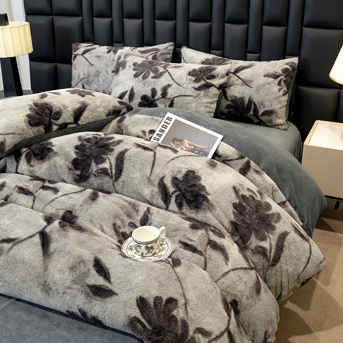 91家纺网 家纺一手货源 找家纺 元禾家纺 2025新款法式美拉德高克重兔毛床盖款四件套兔毛简单款 奥黛丽