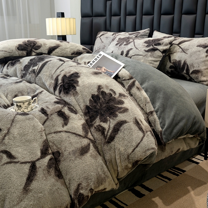 91家纺网 家纺一手货源 找家纺 元禾家纺 2025新款法式美拉德高克重兔毛床盖款四件套兔毛简单款 奥黛丽