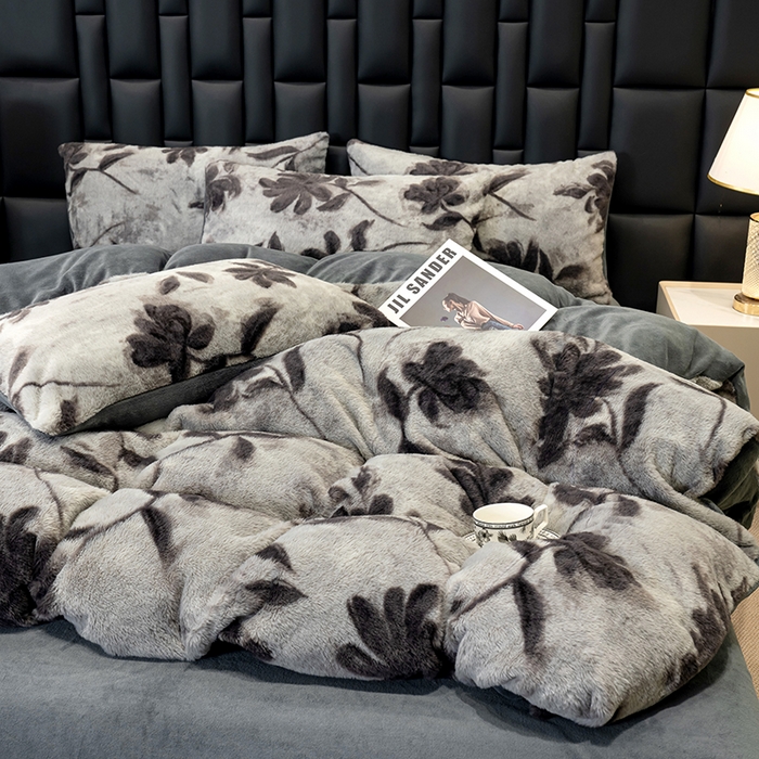 91家纺网 家纺一手货源 找家纺 元禾家纺 2025新款法式美拉德高克重兔毛床盖款四件套兔毛简单款 奥黛丽