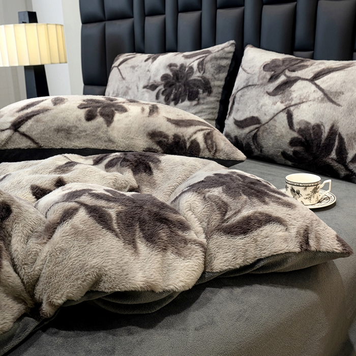 91家纺网 家纺一手货源 找家纺 元禾家纺 2025新款法式美拉德高克重兔毛床盖款四件套兔毛简单款 奥黛丽