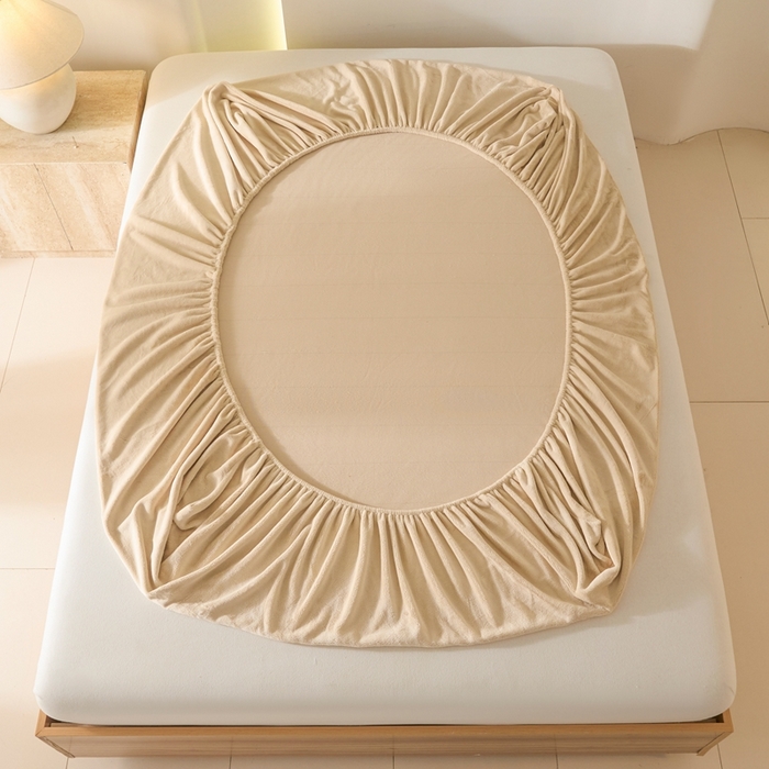 91家纺网 家纺一手货源 找家纺 小叮当家纺仓储工厂店 2025新款牛奶绒简约纯色单床笠 床笠单件 米杏-cl