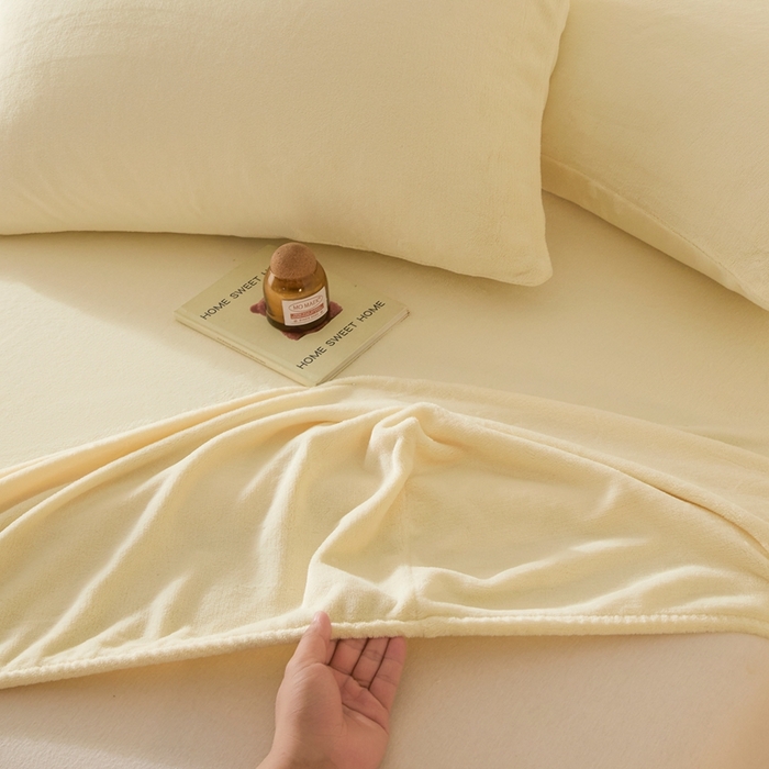 91家纺网 家纺一手货源 找家纺 小叮当家纺仓储工厂店 2025新款牛奶绒简约纯色单床笠 床笠单件 奶昔黄-cl