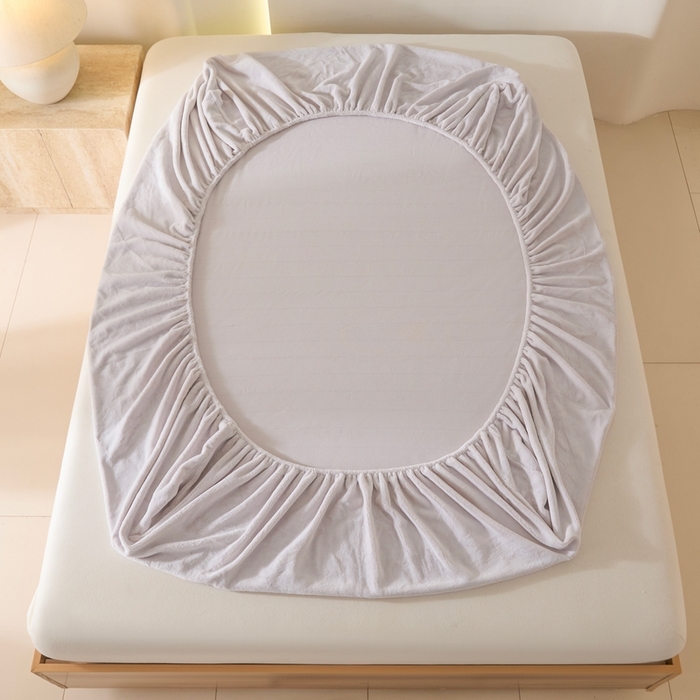 91家纺网 家纺一手货源 找家纺 小叮当家纺仓储工厂店 2025新款牛奶绒简约纯色单床笠 床笠单件 浅米灰-cl