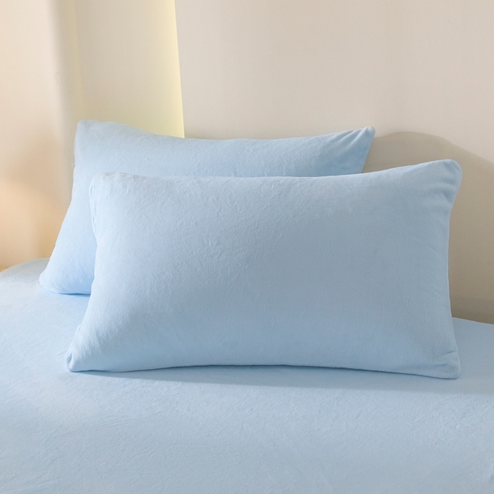 91家纺网 家纺一手货源 找家纺 小叮当家纺仓储工厂店 2025新款牛奶绒简约纯色单床笠 床笠单件 奶蓝-cl