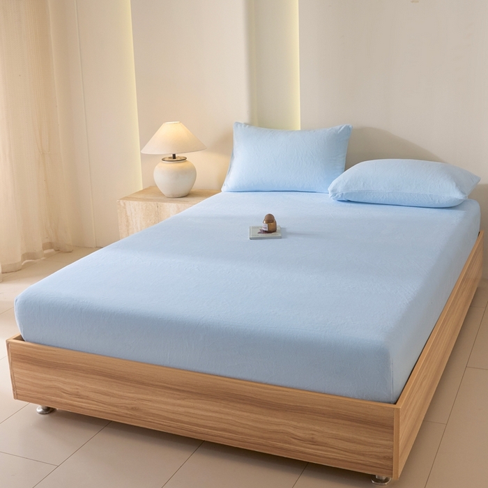 91家纺网 家纺一手货源 找家纺 小叮当家纺仓储工厂店 2025新款牛奶绒简约纯色单床笠 床笠单件 奶蓝-cl