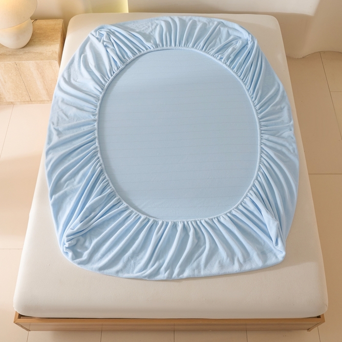 91家纺网 家纺一手货源 找家纺 小叮当家纺仓储工厂店 2025新款牛奶绒简约纯色单床笠 床笠单件 奶蓝-cl