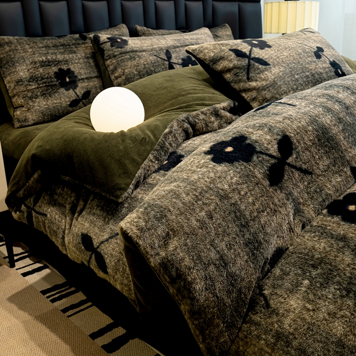 元禾家纺 2025新款法式美拉德高克重兔毛床盖款四件套兔毛简单款 盛放