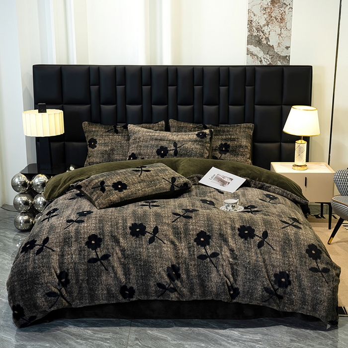 91家纺网 家纺一手货源 找家纺 元禾家纺 2025新款法式美拉德高克重兔毛床盖款四件套兔毛简单款 盛放