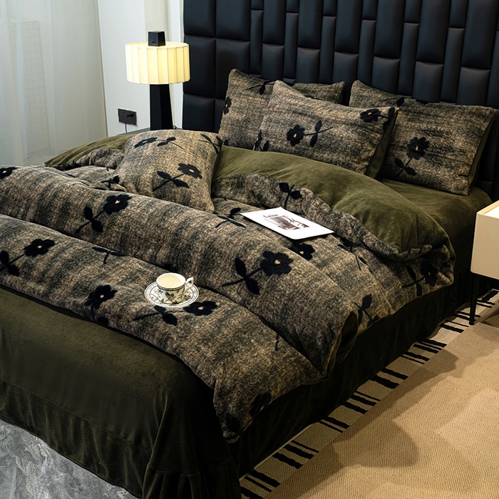 91家纺网 家纺一手货源 找家纺 元禾家纺 2025新款法式美拉德高克重兔毛床盖款四件套兔毛简单款 盛放