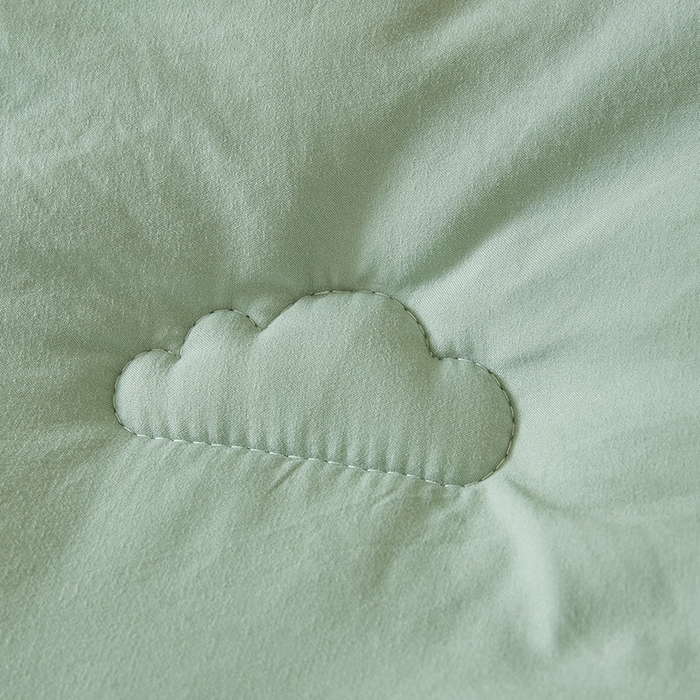 91家纺网 家纺一手货源 找家纺 思雅庭 2025新款原棉水洗棉00%新疆棉花被二合一子母被立体边冬被被子被芯 格子立体-豆绿