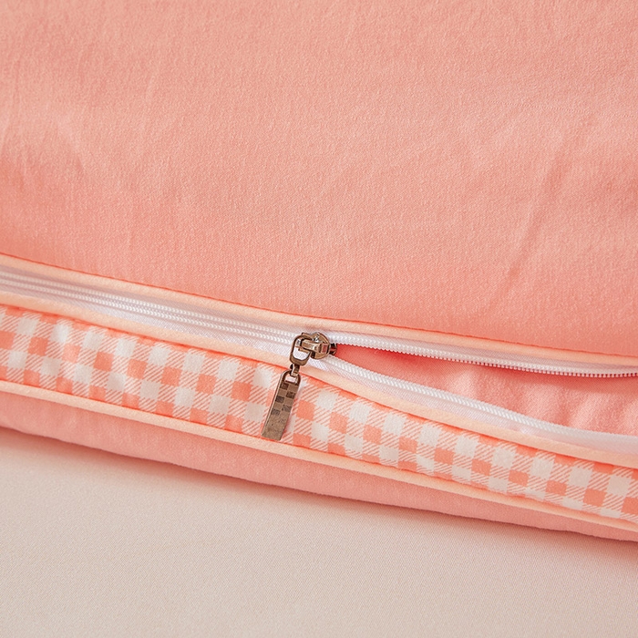 91家纺网 家纺一手货源 找家纺 思雅庭 2025新款原棉水洗棉00%新疆棉花被二合一子母被立体边冬被被子被芯 格子立体-粉玉