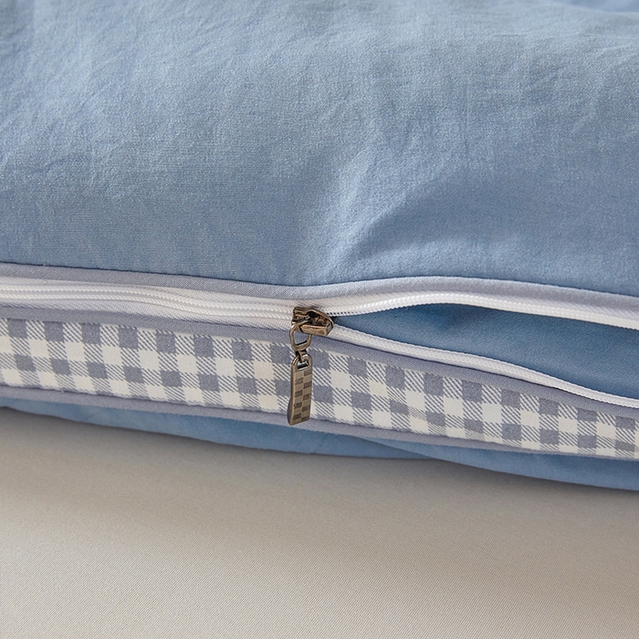 91家纺网 家纺一手货源 找家纺 思雅庭 2025新款原棉水洗棉00%新疆棉花被二合一子母被立体边冬被被子被芯 格子立体-蔚蓝