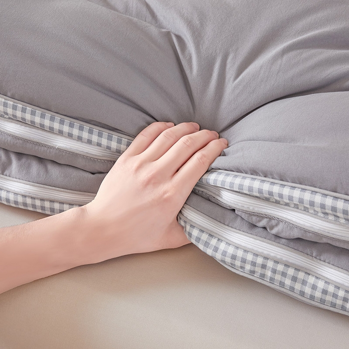 91家纺网 家纺一手货源 找家纺 思雅庭 2025新款原棉水洗棉00%新疆棉花被二合一子母被立体边冬被被子被芯 格子立体-星灰