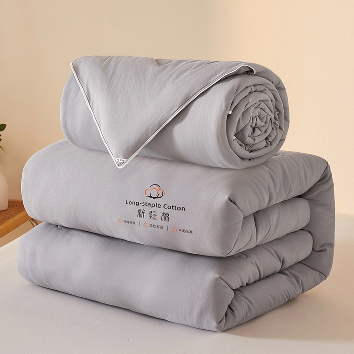 91家纺网 家纺一手货源 找家纺 思雅庭 2025新款原棉水洗棉00%新疆棉花被二合一子母被立体边冬被被子被芯 格子立体-星灰