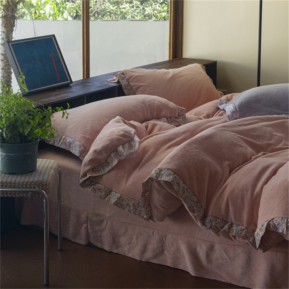 91家纺网 家纺一手货源 找家纺 绒梦里 2025新款高克重全消光工艺款高定云绒牛奶绒四件套云柔秘境 云柔秘境-粉