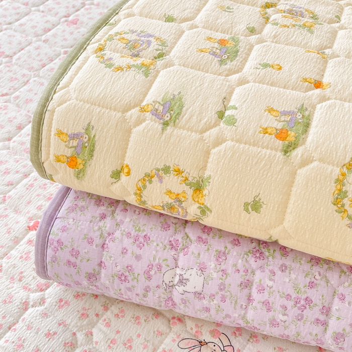 91家纺网 家纺一手货源 找家纺 （总）澜妃 2025新款云感皱皱纱双层纱软床垫单床褥床褥单品床护垫-平铺款