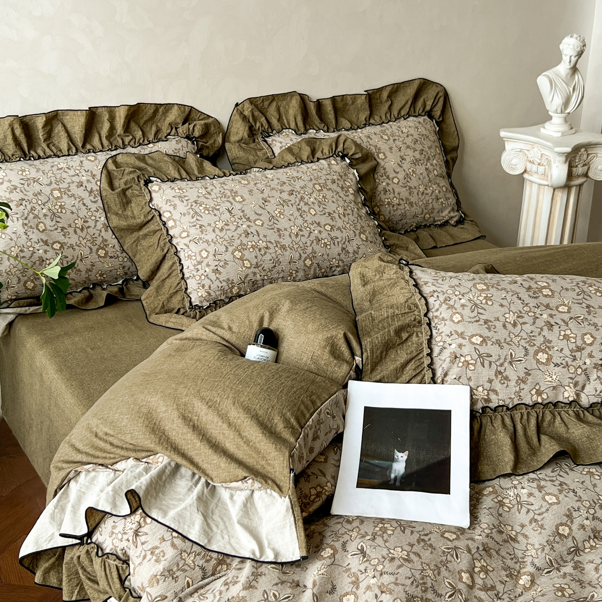 91家纺网 家纺一手货源 找家纺 （总）乐沐家纺 2025新款A类高克重亚麻复古风原麻棉麻系列四件套