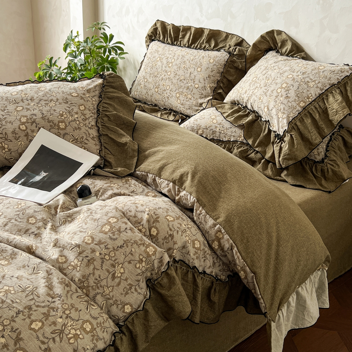 91家纺网 家纺一手货源 找家纺 （总）乐沐家纺 2025新款A类高克重亚麻复古风原麻棉麻系列四件套