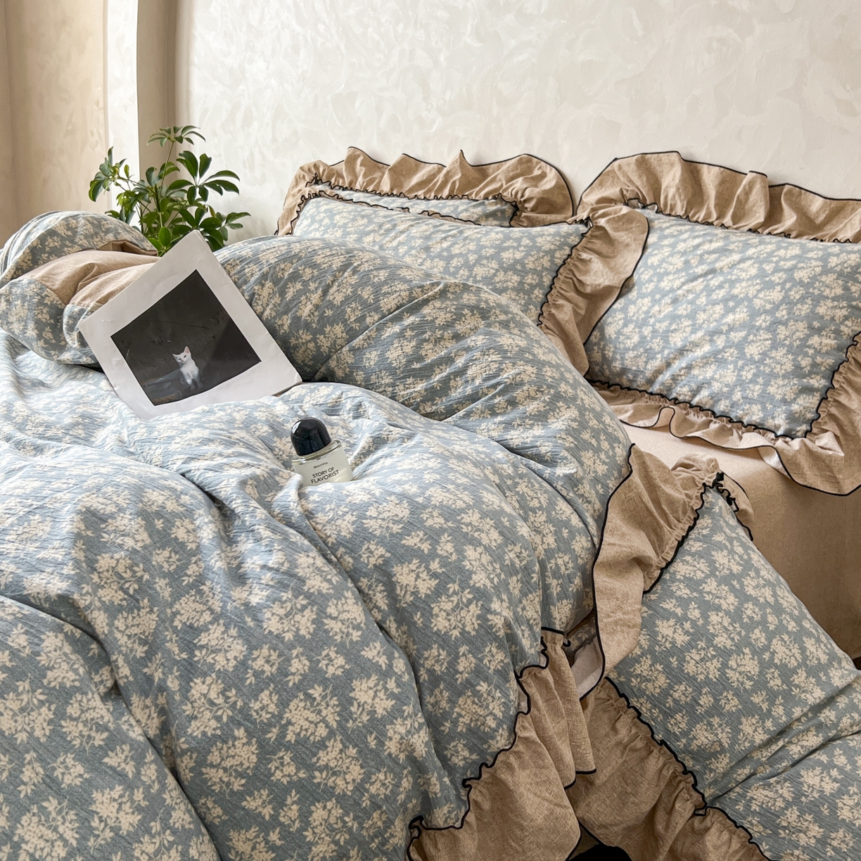 91家纺网 家纺一手货源 找家纺 乐沐家纺 2025新款A类高克重亚麻复古风原麻棉麻系列四件套 风畔