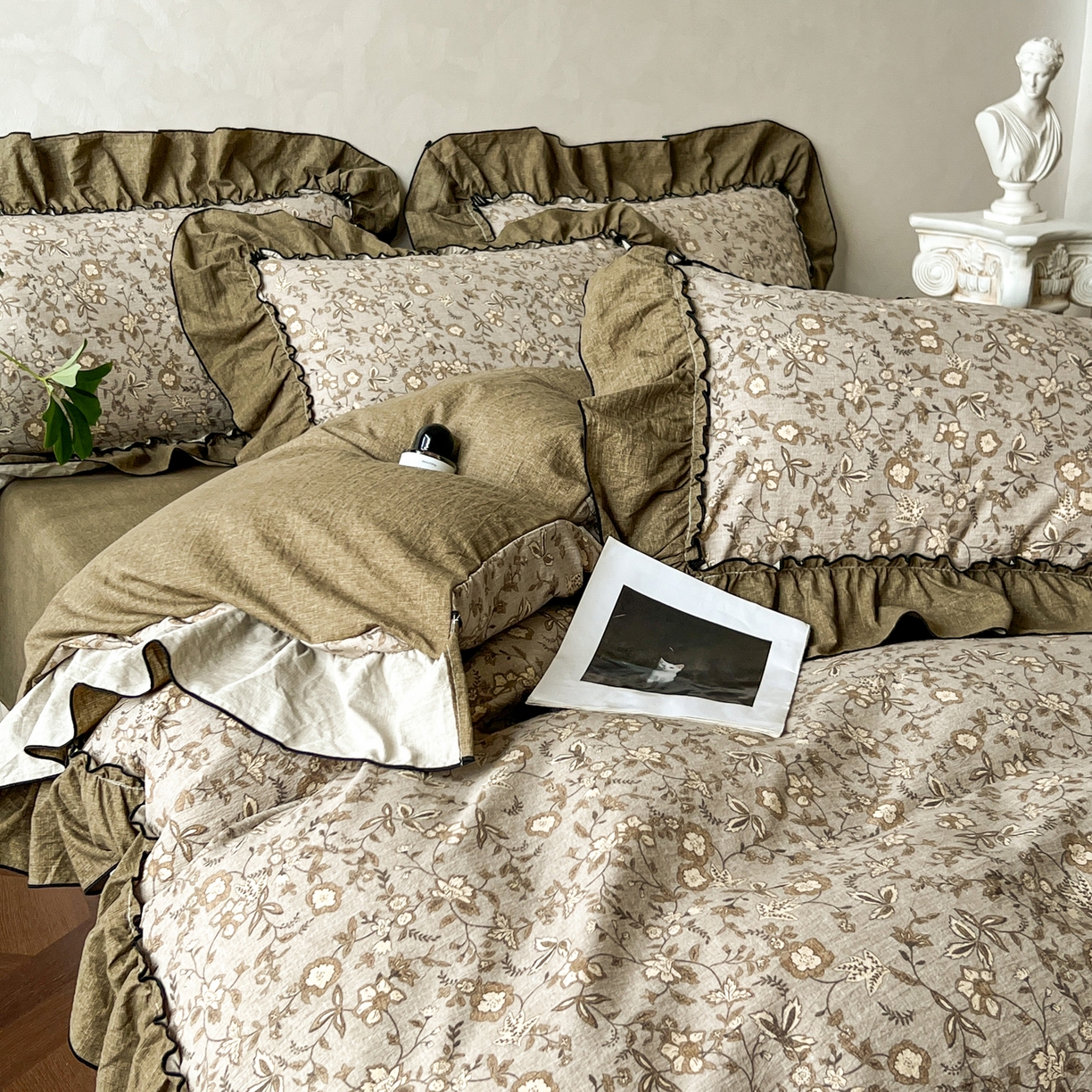 91家纺网 家纺一手货源 找家纺 （总）乐沐家纺 2025新款A类高克重亚麻复古风原麻棉麻系列四件套