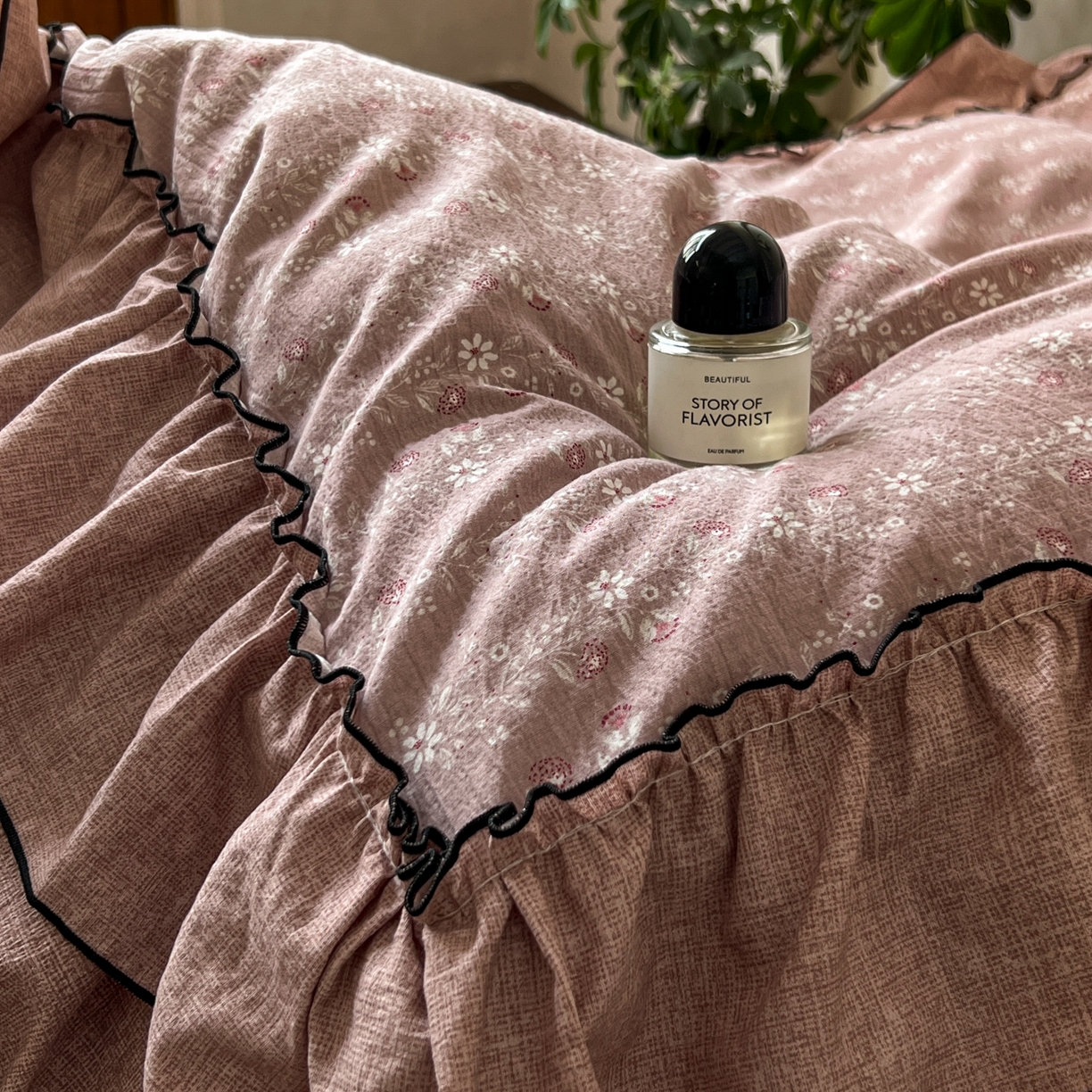 91家纺网 家纺一手货源 找家纺 乐沐家纺 2025新款A类高克重亚麻复古风原麻棉麻系列四件套 嫣然