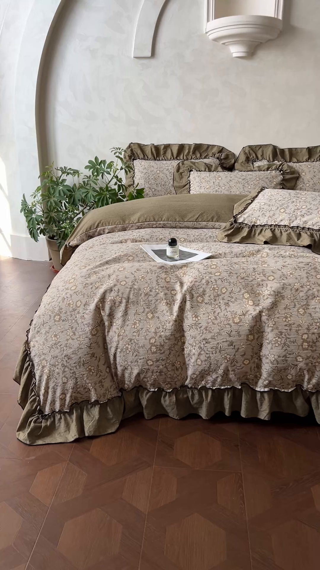 91家纺网 家纺一手货源 找家纺 乐沐家纺 2025新款A类高克重亚麻复古风原麻棉麻系列四件套 栀意