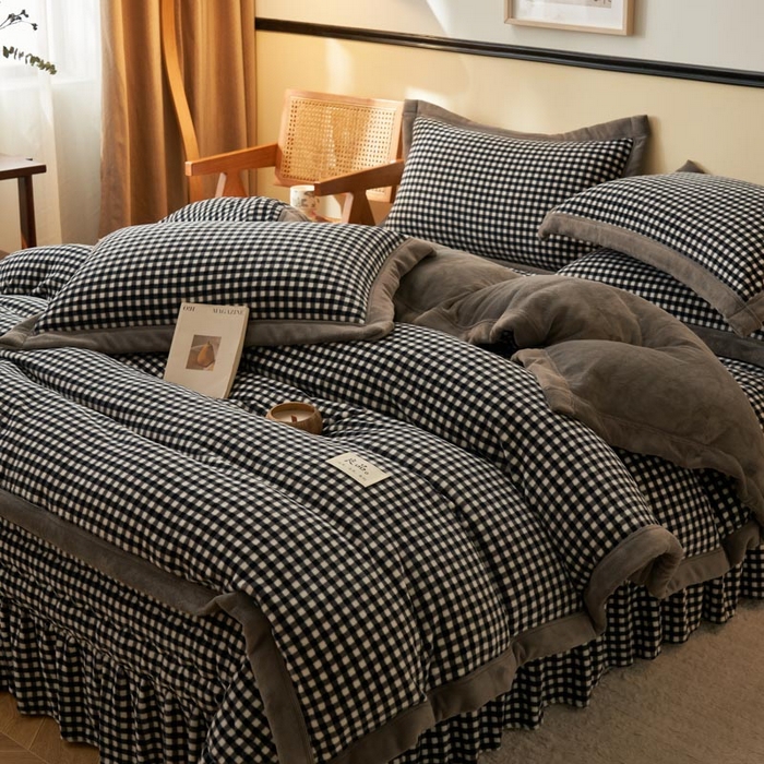 91家纺网 家纺一手货源 找家纺 （总）茉保家纺 2025新款无印风款牛奶绒床盖四件套