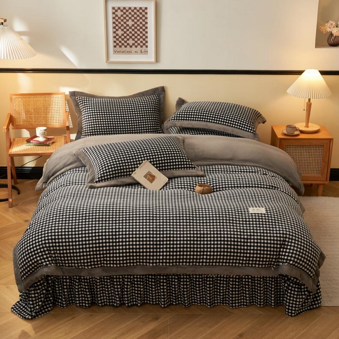 91家纺网 家纺一手货源 找家纺 （总）茉保家纺 2025新款无印风款牛奶绒床盖四件套