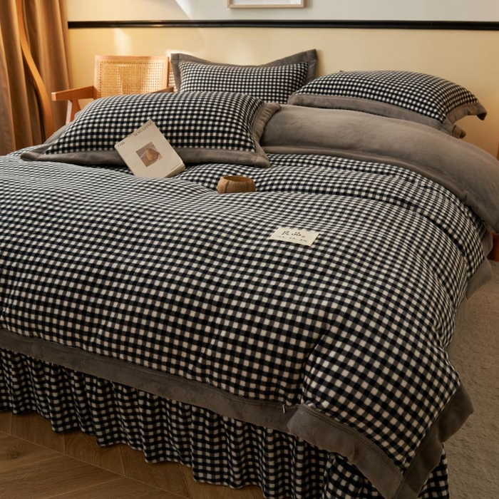 91家纺网 家纺一手货源 找家纺 （总）茉保家纺 2025新款无印风款牛奶绒床盖四件套