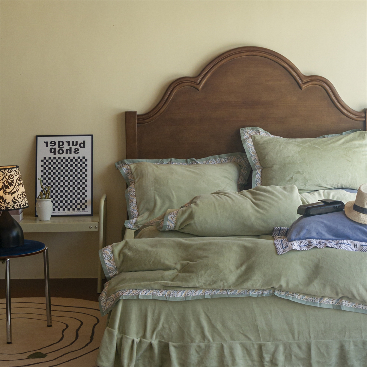 91家纺网 家纺一手货源 找家纺 绒梦里 2025新款高克重全消光工艺款高定云绒牛奶绒四件套云柔秘境 云柔秘境-绿